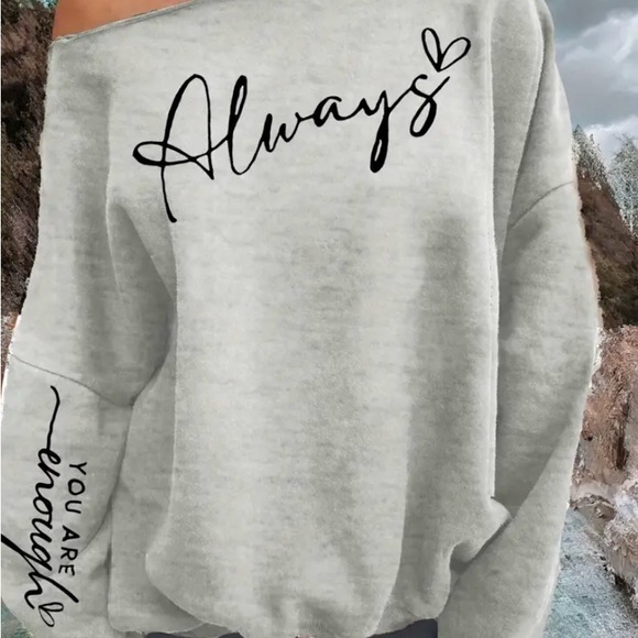 Always Off-Shoulder Gray Sweater - Picture 1 of 5
